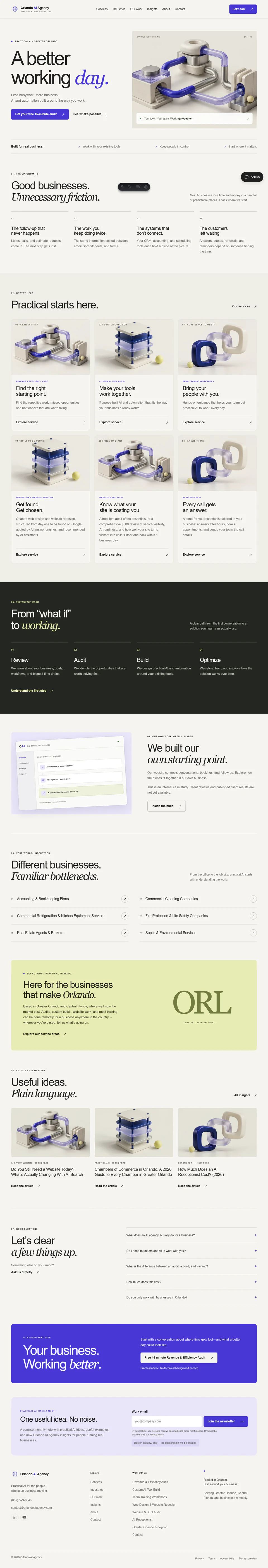 Current Orlando AI Agency commercial website homepage